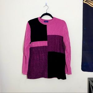 KAREN SCOTT Colorblocked Chenille Sweater